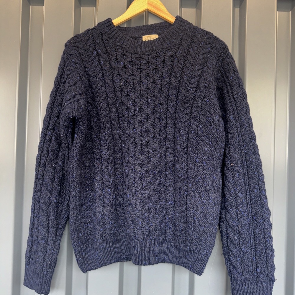 L.L. Bean Cable Knit Pullover Crew Neck Cotton Sweater Women's Small